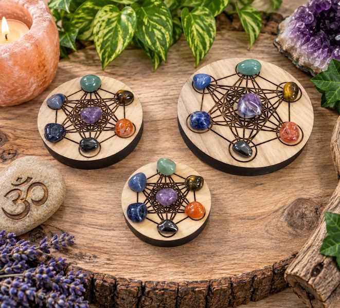 Metatrón con minerales de chakras